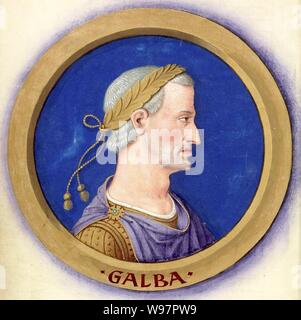 Beschreibung des douze Césars avec leurs Zahlen 7 - Galba. Stockfoto