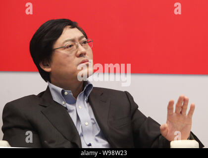 Yang Yuanqing, Vorsitzender und CEO von Lenovo wird dargestellt, auf einer Pressekonferenz in Beijing, China, 9. November 2011. Lenovo Group, der größte chinesische PC Stockfoto