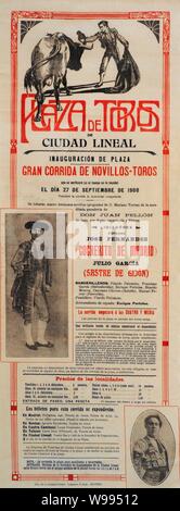 Inauguración de la Plaza de Toros de Ciudad Lineal, 27 de Septiembre de 1908. Kartell taurino. Museo de Historia. Madrid. España. Stockfoto