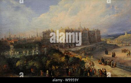 Genaro Pérez Villaamil (1807-1854). Pintor Español. Vista del Palacio Real de Madrid, 1854. Óleo sobre lienzo. Museo de Historia. Madrid. España. Stockfoto