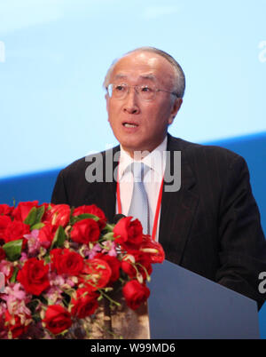 Nobuo Tanaka, Exekutivdirektor der Internationalen Energieagentur, liefert eine Rede an die zweite globale Tank Gipfel in Peking, China, 25. Juni 2 Stockfoto