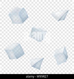 Transparenz Eiswürfel und Pyramiden. Vector Illustration. Die 3D-Konstruktion. Stock Vektor