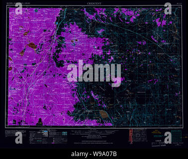 USGS Topo Karte Oregon Halbmond 283319 1955 250000 invertiert Wiederherstellung Stockfoto