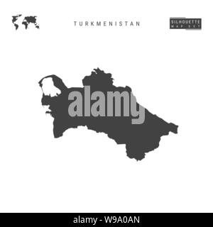 Turkmenistan leeren Vektor Karte isoliert auf weißem Hintergrund. High-Detailed schwarze Silhouette Karte von Turkmenistan. Stock Vektor