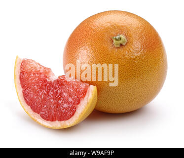 Ganze und Slice grapefruits auf weißem Hintergrund Stockfoto