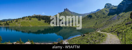 Panoramablick von Bannalpsee, Bannalp, Nidwalden Schweiz. Stockfoto