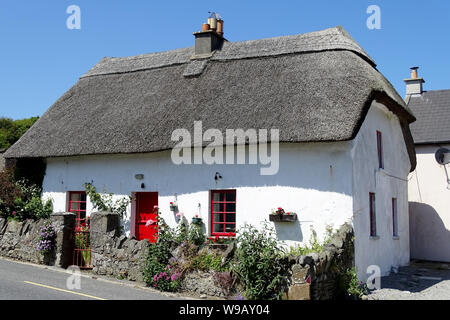 Schönes Beispiel eines alten reetgedeckten Landhaus im County Waterford, Irland. Stockfoto