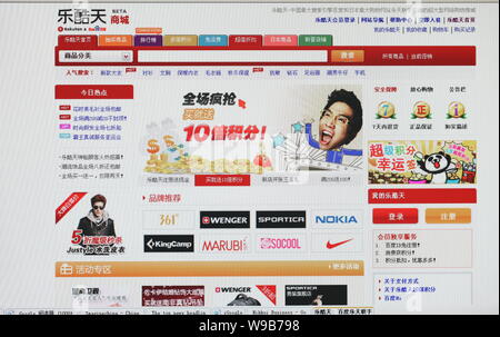 Screenshot in Shanghai, China am 19. Oktober 2010 zeigt die Website von Online Shopping mall Lekutian genommen. Japanische e-commerce Firma Rakuten Inc. Stockfoto