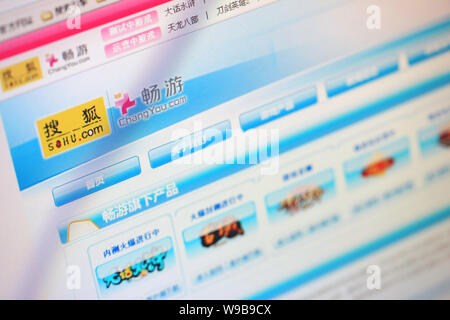 Screenshot in Shanghai, China am 2. Februar, 2010 zeigt die Website von Changyou.com, eine chinesische online Spiel Entwickler und Betreiber im Besitz von Sohu Stockfoto