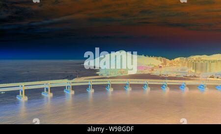 Luftaufnahme von gwangan Brücke in Busan, Südkorea. Stockfoto