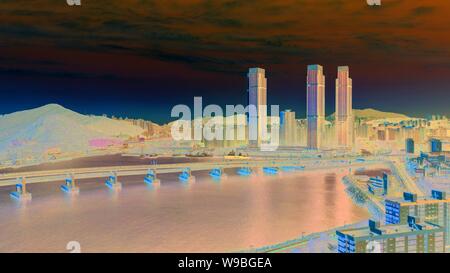 Luftaufnahme von gwangan Brücke in Busan, Südkorea. Stockfoto