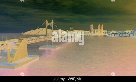 Luftaufnahme von gwangan Brücke in Busan, Südkorea. Stockfoto