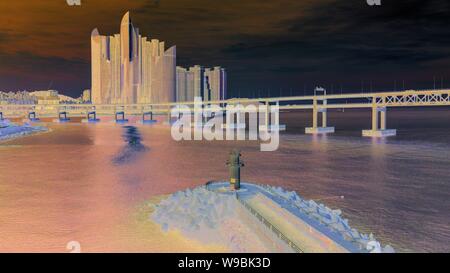 Luftaufnahme von gwangan Brücke in Busan, Südkorea. Stockfoto