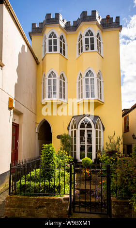 Großbritannien, England, Devon, Totnes, Fore Street, Bank Lane, Gotisches Haus, Anfang 1800 Villa Stockfoto