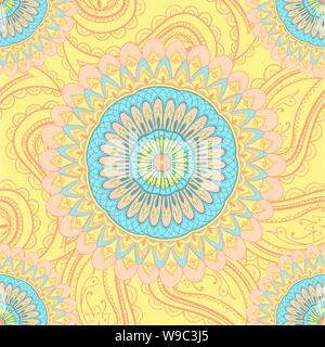 Nahtlose Musterfliese mit Mandalas. Vintage-Deko-Elemente. Handgezeichneter Hintergrund. Islam, Arabisch, Indisch, Ottomane Motive. Perfekt für den Druck Stock Vektor