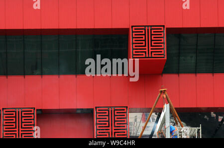 Blick auf die Träger der China Pavillon für das Shanghai World Expo 2010 auf der Expo in Shanghai, China, 29. November 2009. Stockfoto