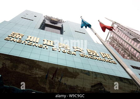 ---- Blick von der Shenzhen Stock Exchange in Shenzhen City, South China Guangdong Provinz, am 24. Januar 2009. Die Betreiber der Börse Nasdaq Mar Stockfoto