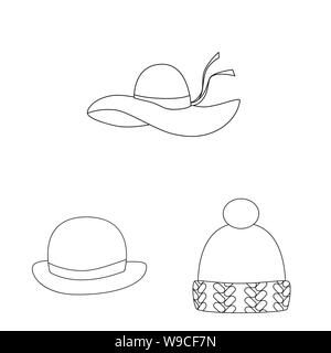 Isoliertes Objekt von Kopfbedeckungen und napper Symbol. Sammlung von Kopfbedeckungen und Helm Lager Symbol für das Web. Stock Vektor