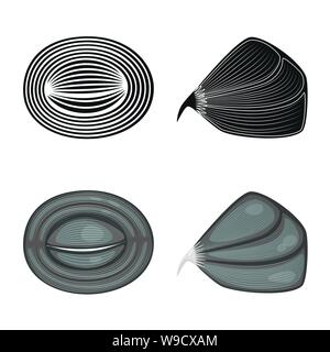 Isoliertes Objekt der Faser und muskulös Logo. Sammlung von Faser- und Körper vektor Illustration. Stock Vektor