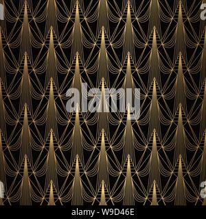 Art déco-Muster. Nahtlose Schwarz und Gold Hintergrund Stock Vektor