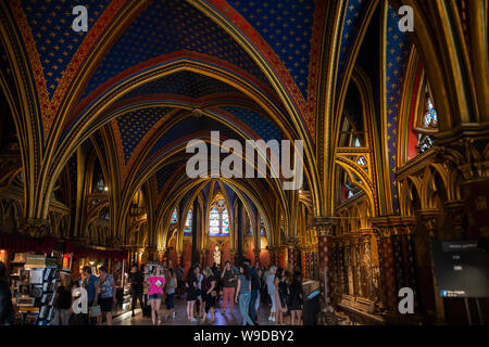 Innenraum der Unteren Kapelle Sainte-Chapelle, Ile de la Cité, Paris, Frankreich Stockfoto