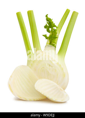 In Scheiben geschnittenen Fenchel Pfad isoliert auf weißem Stockfoto