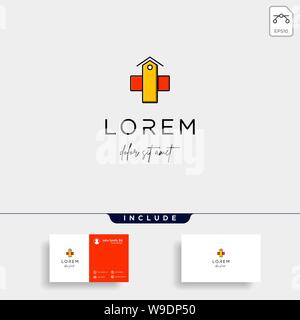 Home cross Logo Design Vector isolierte Symbol Stock Vektor