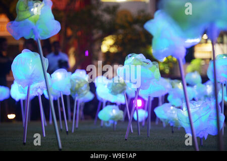 Singapur. 13 Aug, 2019. Singaporean artist Lee Yun's Qin kunst Installation bin oonflowers der Mid-Autumn' ist auf Anzeige an der Sun Yat Sen Nanyang Memorial Hall im Rahmen der bevorstehenden Mondfest feiern in Singapur am 13.08.2019. Credit: Dann Chih Wey/Xinhua/Alamy leben Nachrichten Stockfoto