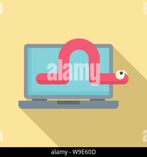 Worm laptop Symbol. Flache Darstellung der Wurm laptop Vektor Symbol für Web Design Stock Vektor