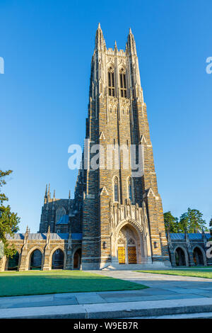 DURHAM, NC, USA - AUGUST 8: Duke University Kapelle am 8. August 2019 an der Duke University in Durham, North Carolina. Stockfoto