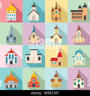 Kirche Symbole gesetzt. Flache Satz von Kirche Vector Icons für Web Design Stock Vektor