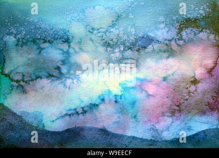 Backgroung Aquarell splash eines Nachthimmels meditation Stockfoto
