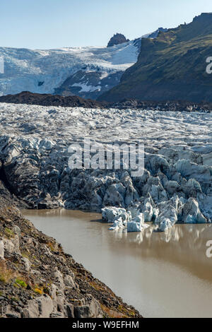 Ende des Gletschers Vatnajökull Svinafelljokull, NP, Island Stockfoto