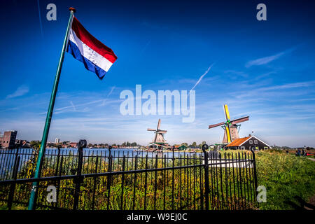 Windmühlen in Zaanse Schans, Niederlande Stockfoto