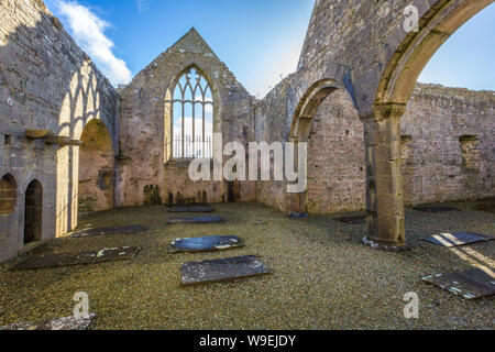 Alte Moyne Abtei in der Nähe von Killala, Co. Mayo, Irland Stockfoto