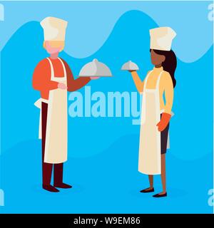 Paar professionelle Arbeiter zeichen Vector Illustration Design Stock Vektor