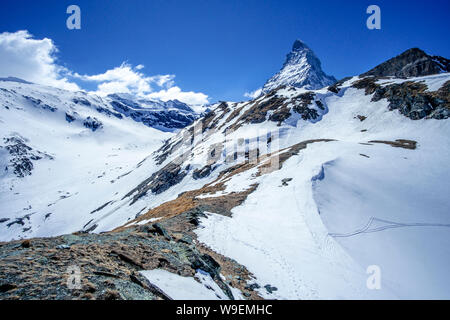 Schöne Aussicht auf das Matterhorn in den Schweizer Alpen, Schweiz Stockfoto