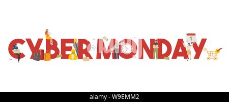 Cyber Monday Special Discount markt Event Promotion. Großer Text Konzept der shopping Werbung ecommerce. Stock Vektor