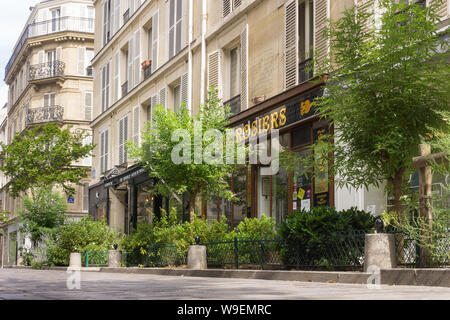 Paris Marais Rue des Rosiers-Café Les Rosiers auf der Rue des Rosiers im Marais-Viertel von Paris, Frankreich, Europa. Stockfoto