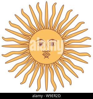 Skandinavische Drucken oder Poster mit niedlichen Lächeln Sun Abbildung: Symbole Stock Vektor