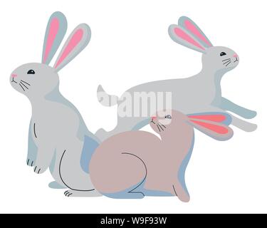Cute drei Kaninchen Tiere cartoons Stock Vektor