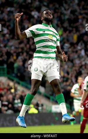 Celtic's Odsonne Edouard feiert zweiten Ziel seiner Seite des Spiels zählen während der UEFA Champions League dritte Qualifying Runde zweite Bein Spiel im Celtic Park, Glasgow. Stockfoto