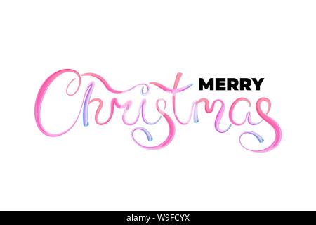 Frohe Weihnachten Acrylfarbe Pinsel Hand gezeichnet Kalligraphie Schriftzug Grußkarte Vorlage. Frohes neues Jahr Weihnachtsgeschenk Poster. Kalligraphie Schriftstil weißen Hintergrund Banner. Vektorgrafik Stock Vektor