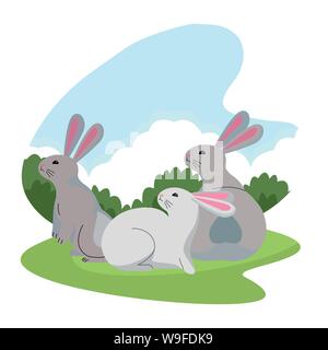Cute drei Kaninchen Tiere cartoons Stock Vektor