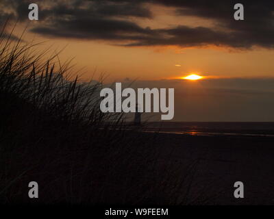 Sonnenuntergang Schuß auf talacre Strand in Flintshire North Wales genommen Stockfoto