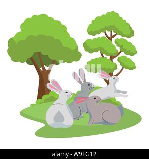 Cute drei Kaninchen Tiere cartoons Stock Vektor