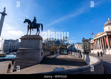 König George IV Statue auf dem Trafalgar Square, London, England, Großbritannien Stockfoto