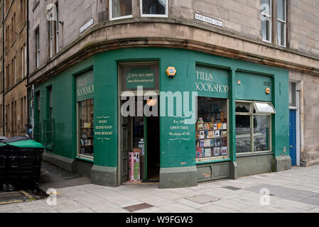 Till's Buchladen, eine kleine unabhängige secondhand Buchladen in der Hoffnung Park Crescent Edinburgh, Schottland, Großbritannien. Stockfoto