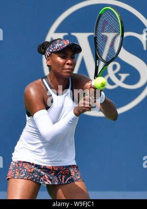 August 13, 2019: Venus Williams (USA) besiegte Kiki Bertens (NED) 6-3, 3-6, 7-6, am Westlichen und Südlichen Öffnen bei Lindner Family Tennis Center in Mason, Ohio gespielt wird. © Leslie Billman/Tennisclix/CSM Stockfoto