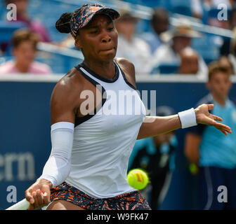 August 13, 2019: Venus Williams (USA) besiegte Kiki Bertens (NED) 6-3, 3-6, 7-6, am Westlichen und Südlichen Öffnen bei Lindner Family Tennis Center in Mason, Ohio gespielt wird. © Leslie Billman/Tennisclix/CSM Stockfoto